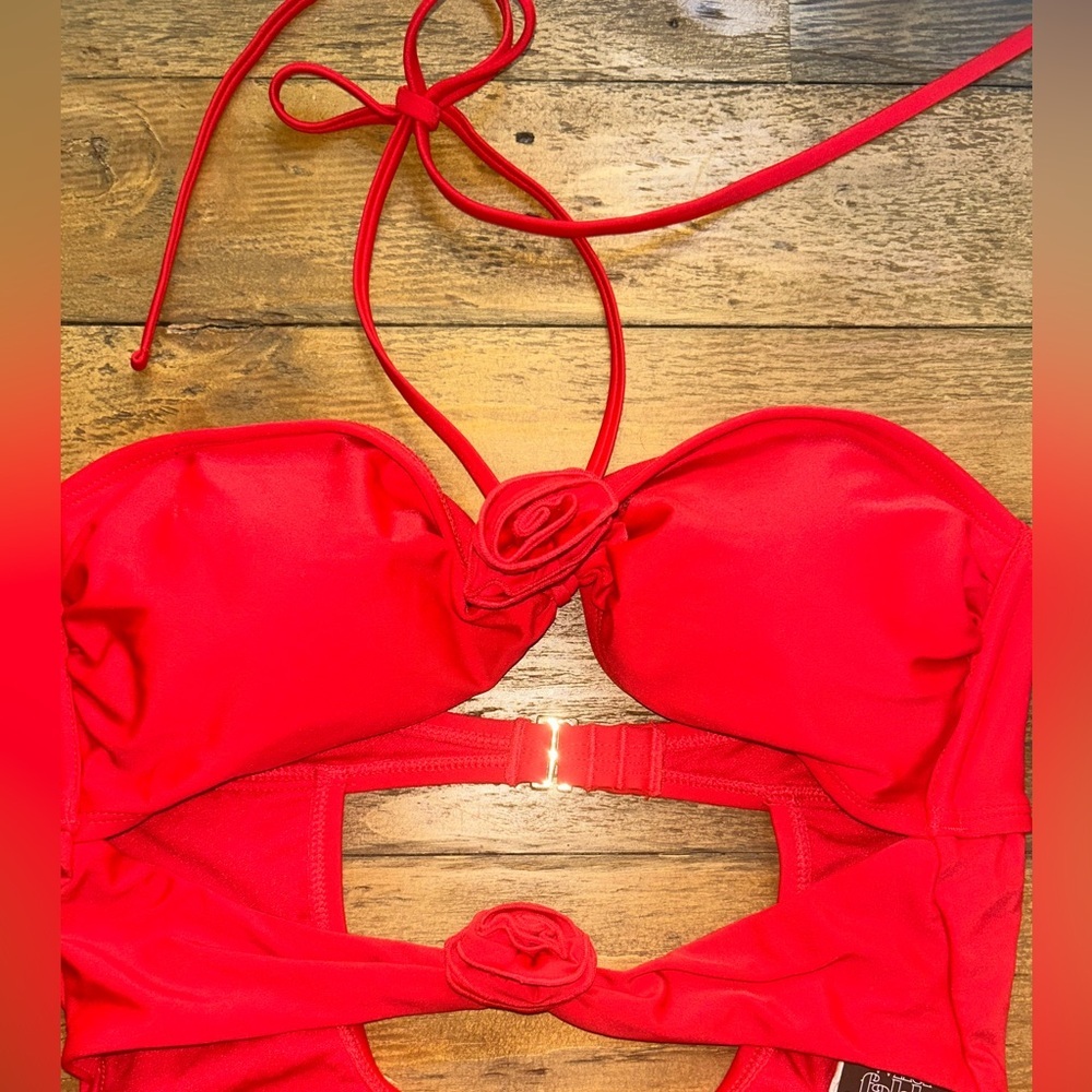 WILD FABLE Red Extra High Leg Extra Cheeky One Piece Swimsuit Scoop Back - Picture 7 of 10